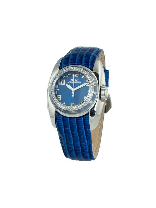 Chronotech Uhr mit Blau Lederarmband