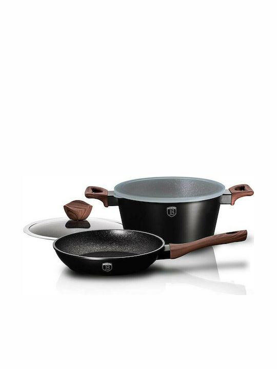 Berlinger Haus Ebony Rosewood Collection Σετ Μαγειρικά Σκεύη από Αλουμίνιο Μαύρα με Επίστρωση από Πέτρα 4τμχ