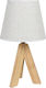 Keskor Ξύλινο Πορτατίφ για Ντουί E27 με Λευκό Καπέλο και Μπεζ Βάση