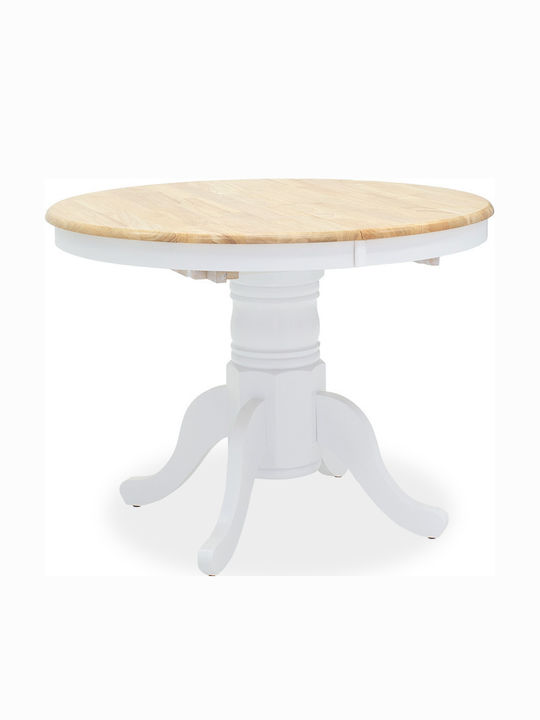 Lars Dining Room Round Table Extendable Natural 100(+38)x100x75cm