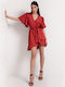 Toi&Moi Summer Mini Dress with Ruffle Red