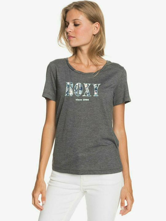 Roxy Γυναικείο T-shirt Γκρι με Στάμπα