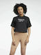Reebok Classics Big Logo Women's Athletic Crop Top Short Sleeve Black