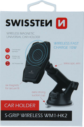 Swissten S-GRIP WM1-HK2 Car Mobile Mount with Magnet and Wireless Charging Black