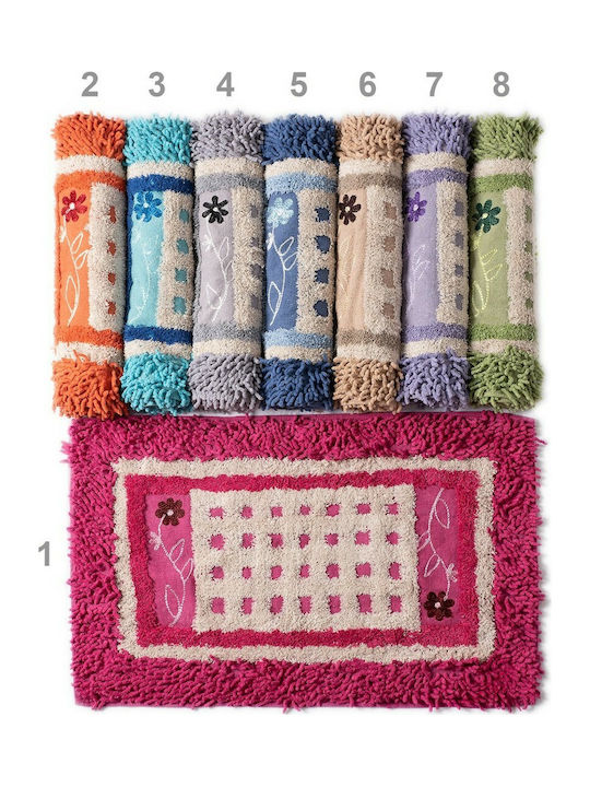 Silk Fashion Bath Mat Cotton Λουλούδι 6978000000730 Pink 60x100cm