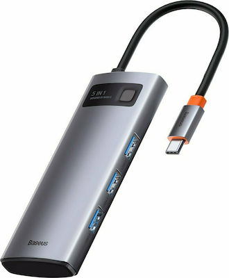 Baseus Metal Gleam USB-C Docking Station με HDMI 4K PD Ασημί