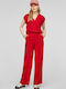 Women's Short Sleeve Jumpsuit Red