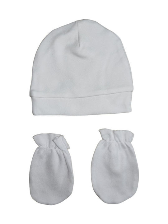 abo Kids Beanie Set with Gloves Fabric Beige for Newborn