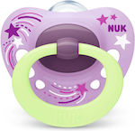 Nuk Orthodontischer Schnuller Silikon Signature Night Sterne Purple Nacht mit Etui für 6-18 Monate 1Stück