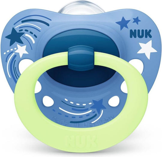 Nuk Ορθοδοντική Πιπίλα Σιλικόνης για 0-6 μηνών Signature Night με Θήκη Νυκτός Αστεράκια Μπλε