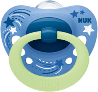 Nuk Orthodontic Pacifier Silicone Signature Night Stars Blue Night with Case for 6-18 months 1pcs