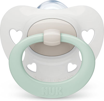 Nuk Orthodontic Pacifier Silicone Signature Hearts Grey with Case for 0-6 months 1pcs