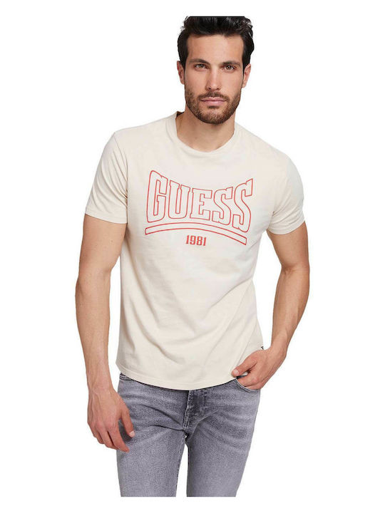 Guess Men's Short Sleeve T-shirt Beige