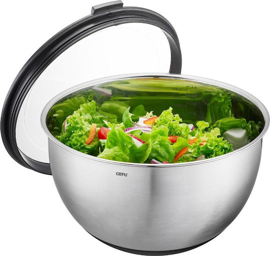 Gefu Stainless Steel Mixing Bowl Capacity 4.5lt with Diameter 27cm and Height 15cm.