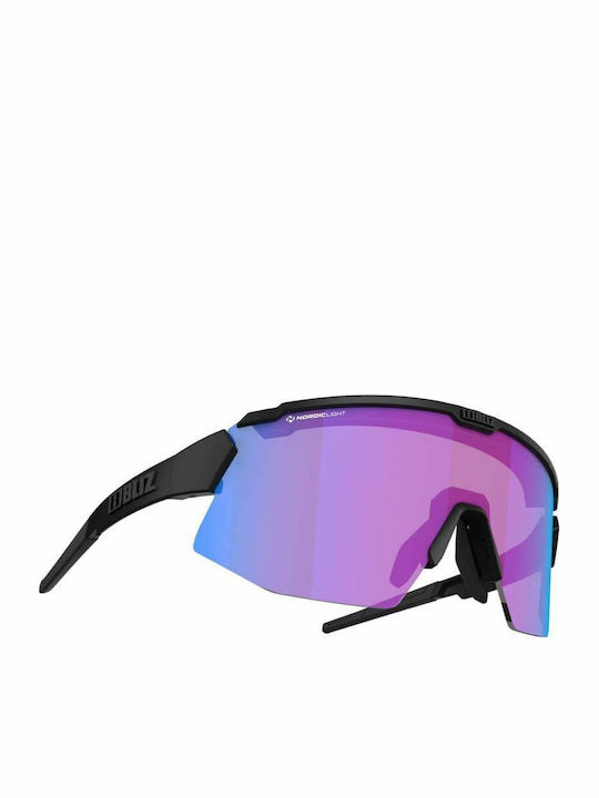 Bliz Breeze Nano Unisex Γυαλιά Ηλίου με Μαύρο Κοκκάλινο Σκελετό και Μωβ Φακό 52102-14N