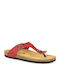 Plakton Leather Women's Flat Sandals Anatomic In Red Colour