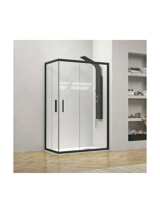 Karag Efe 100 NR-10 Kabine für Dusche mit Schieben Tür 100x140x190cm Klarglas Nero