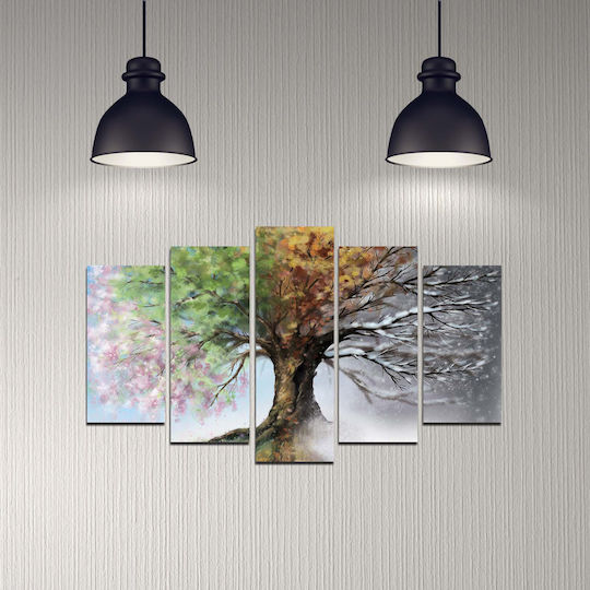 Freebox Four Seasons Fivefold Wooden Painting 100x60cm