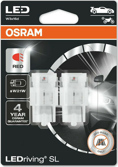 Osram Lamps Car & Motorcycle Ledriving Sl Red W21W LED Red 12V 2W 2pcs