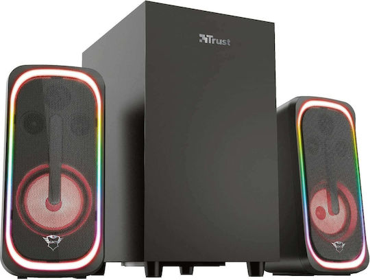 Trust GXT 635 Rumax Multiplatform RGB Ασύρματα Ηχεία Υπολογιστή 2.1 με RGB Φωτισμό και Bluetooth Ισχύος 80W Μαύρα