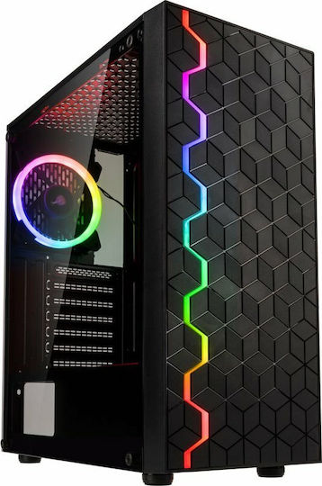 Kolink Inspire K8 Gaming Midi Tower Computer Case with Window Panel and RGB Lighting Black