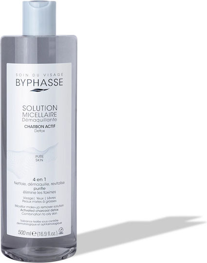 Byphasse Charcoal Micellar Water Αφαίρεσης Μακιγιάζ Προσώπου & Ματιών 500ml