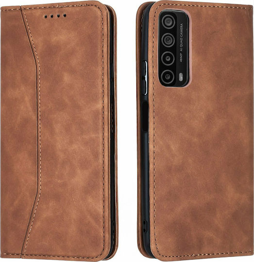 Bodycell PU Leather Wallet Δερματίνης Καφέ (Huawei P Smart 2021)