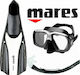 Mares Manta Silicone Set Swimming / Snorkelling Fins with Respirator & Mask Medium Black/White Λευκό 1101811SETW