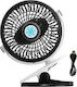 Telco Portable Rechargeable Fan With Clip 15cm USB Rechargeable Black Fan