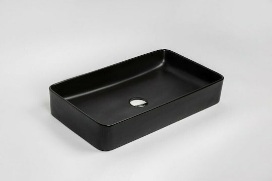 Amco A107B Aufgesetztes Waschbecken Porzellan 61x35x11cm Schwarz