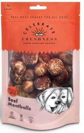 Celebrate Freshness Beef Meatballs Leckerli für Hunde mit wenig Getreide mit Kalb und Rindfleisch 100gr 84075