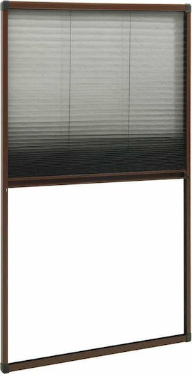 vidaXL Mosquito Net Window Pleated Fiberglass Brown with Frame 160x80cm