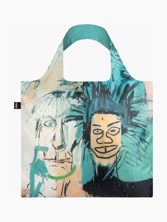 Loqi Jean Michel Basquiat Warhol Stoff Einkaufstasche in Blau Farbe