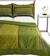 Silk Fashion Taj Mahal Set Coverlet Queen Size Cotton Satin Green 220x240cm 3pcs