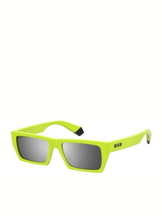 Polaroid Men's Sunglasses with Yellow Acetate Frame and Silver Polarized Mirrored Lenses PLD MSGM 1/G YDVEX