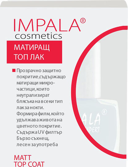 Impala Cosmetics Top Mäntel für Einfache Nagellacke Matt Schnelltrocknend 12ml