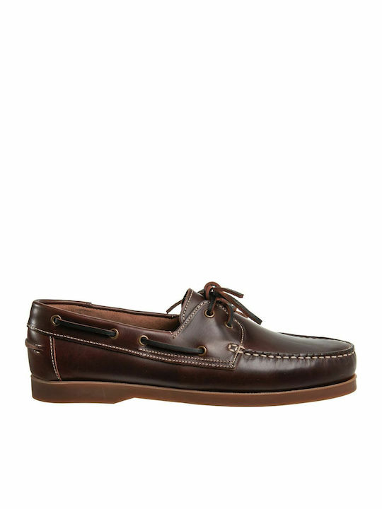 W1884 Δερμάτινα Ανδρικά Boat Shoes σε Καφέ Χρώμα