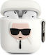 Karl Lagerfeld Ikonik Husă Silicon cu cârlig în culoarea Alb pentru Apple AirPods 1 / AirPods 2