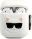 Karl Lagerfeld Choupette Fun Hülle Silikon mit Haken in Weiß Farbe für Apple AirPods