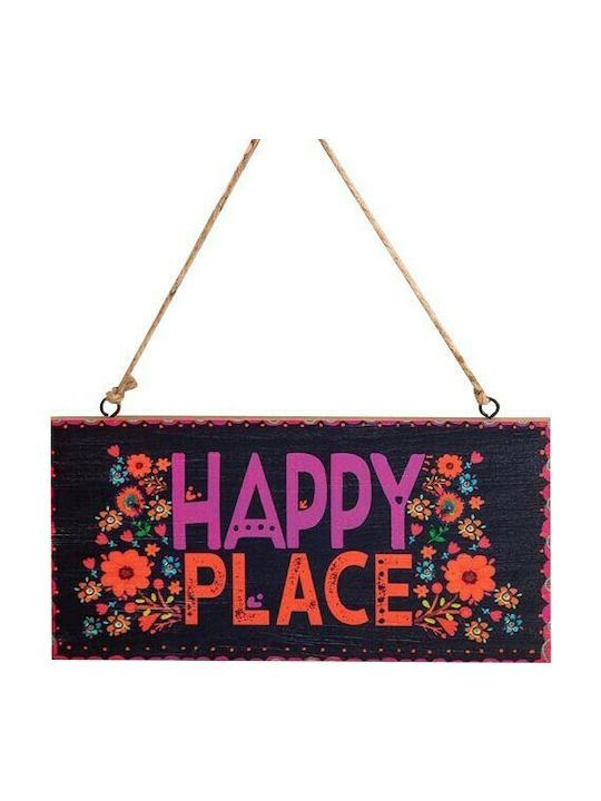 Natural Life Wooden Wall Sign Happy Place 25.4x12.7cm