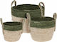 Zaros Set Coșuri Decorative Din Paie Cu Mânere Verde Măsliniu 3 Bucăți