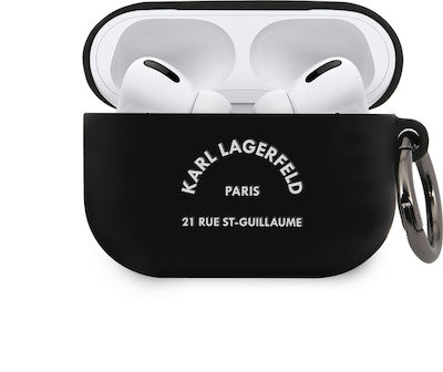 Karl Lagerfeld 21 Rue St Hülle Silikon mit Haken in Schwarz Farbe für Apple AirPods Pro