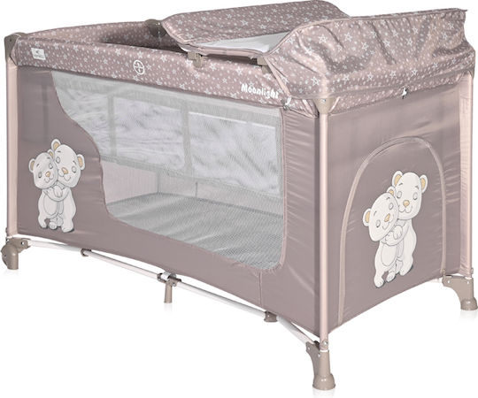 Lorelli Moonlight Кошара за игра 2 Нива с Променяща се Повърхност & Матрак Прегръдка с конец 126x70см