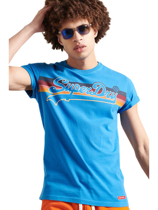 Superdry Aky Neptune Herren T-Shirt Kurzarm Blau