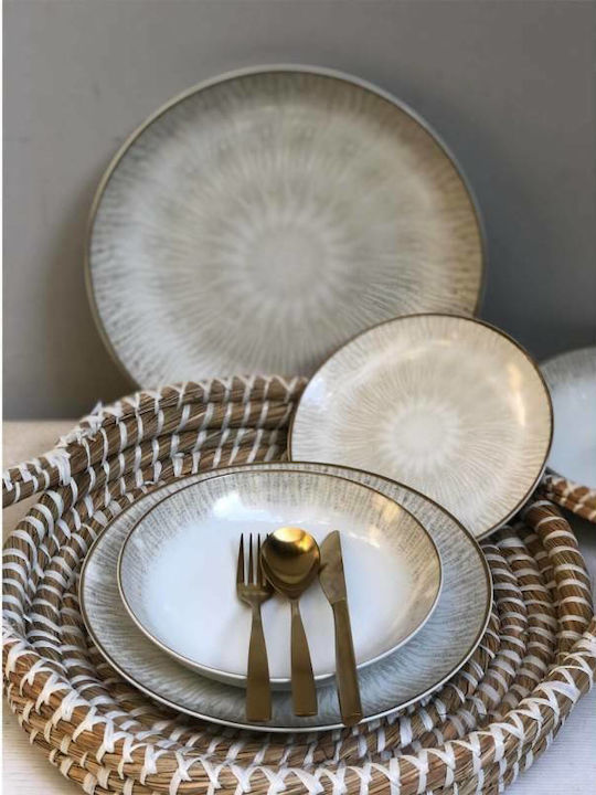 Cryspo Trio Soleil Beige Porcelain Dinnerware Set 20pcs