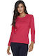 Damen Bluse Baumwolle Langärmelig Fuchsie