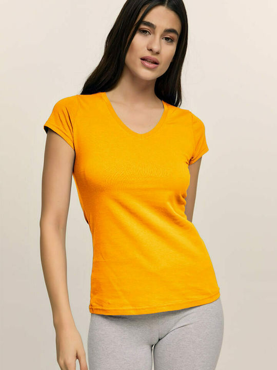 Bodymove Women's Athletic T-shirt with V Neck Yellow