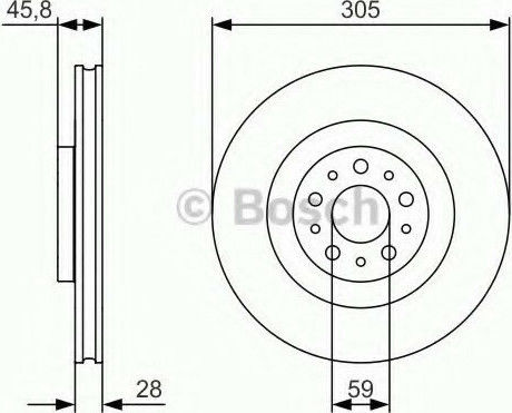 Bosch Σετ Δισκόπλακες Εμπρός 2τμχ για Fiat Doblo