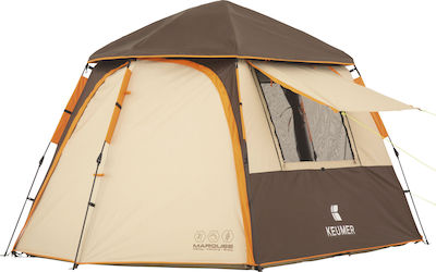 Keumer Automatisch Campingzelt Iglu Beige 3 Jahreszeiten für 4 Personen 330x220x170cm