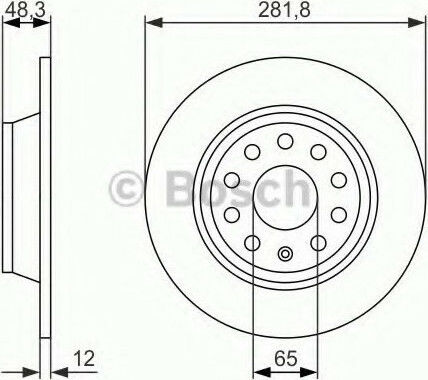 Bosch Σετ Δισκόπλακες Πίσω 2τμχ για Audi Q3 Seat Altea / Leon / Toledo Skoda Superb Volkswagen Golf / Passat